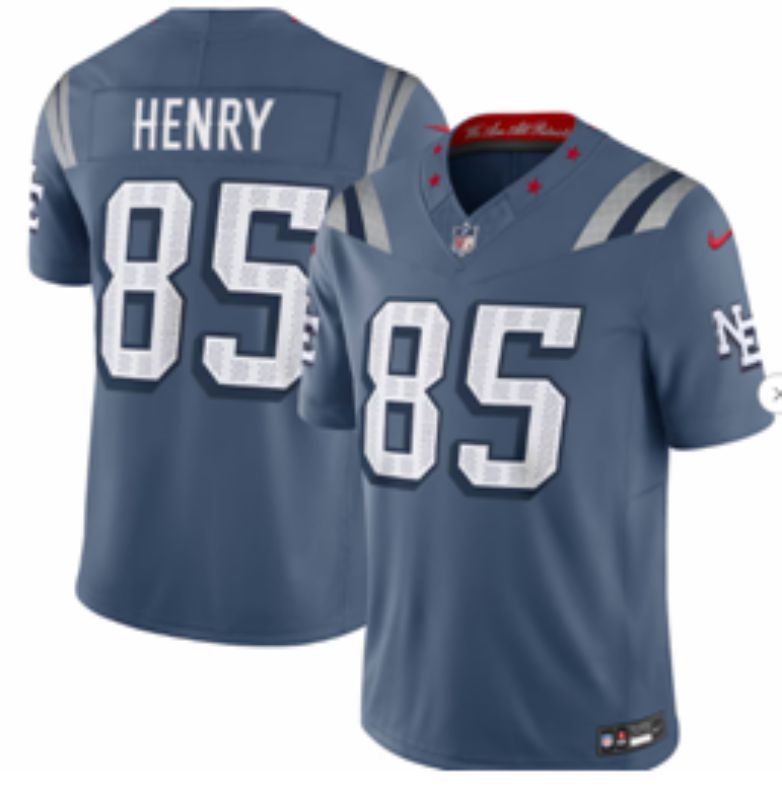 Men 2025 New England Patriots #85 Henry blue 5th generation Throwback Nike Limited NFL Jersey style 012->new england patriots->NFL Jersey